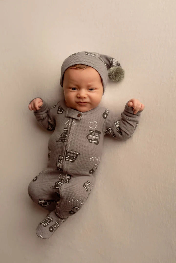 Baby Holiday Thermal 2-Way Zipper Footie & Cap Set