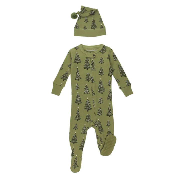 Baby Holiday Thermal 2-Way Zipper Footie & Cap Set