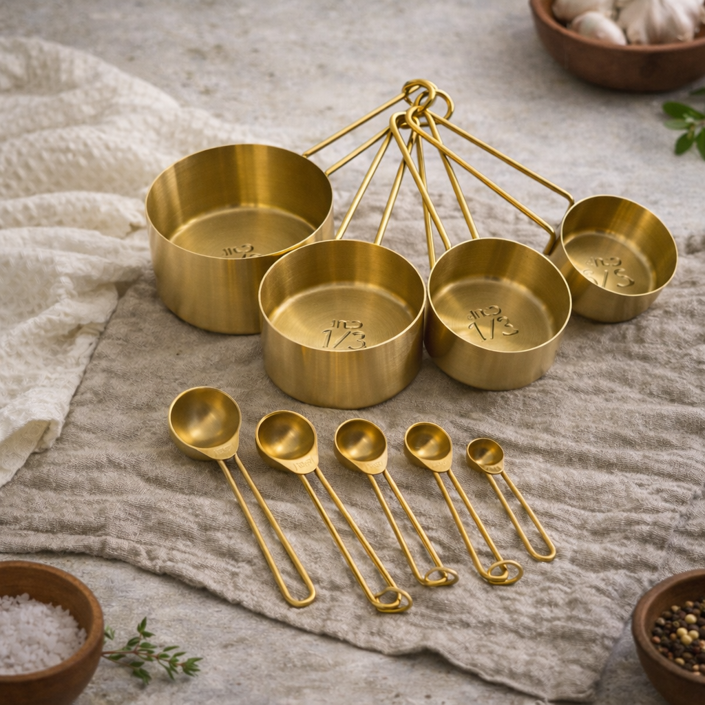 Sorrento Gold Measuring Cups & Spoons Set
