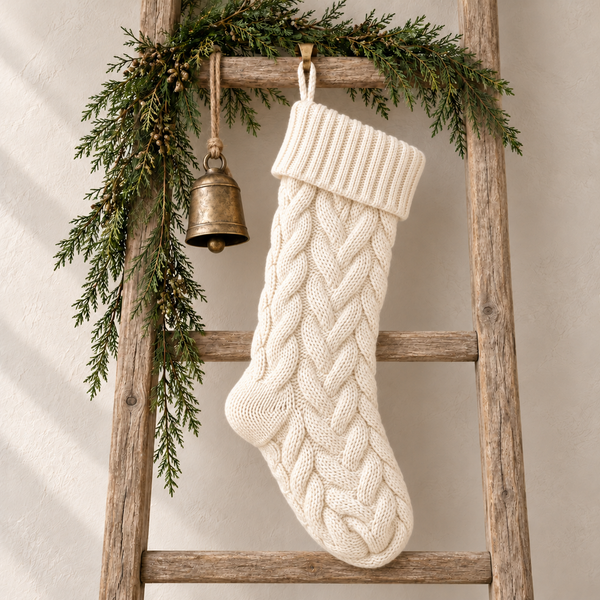 Cream Hand-Knitted Stocking