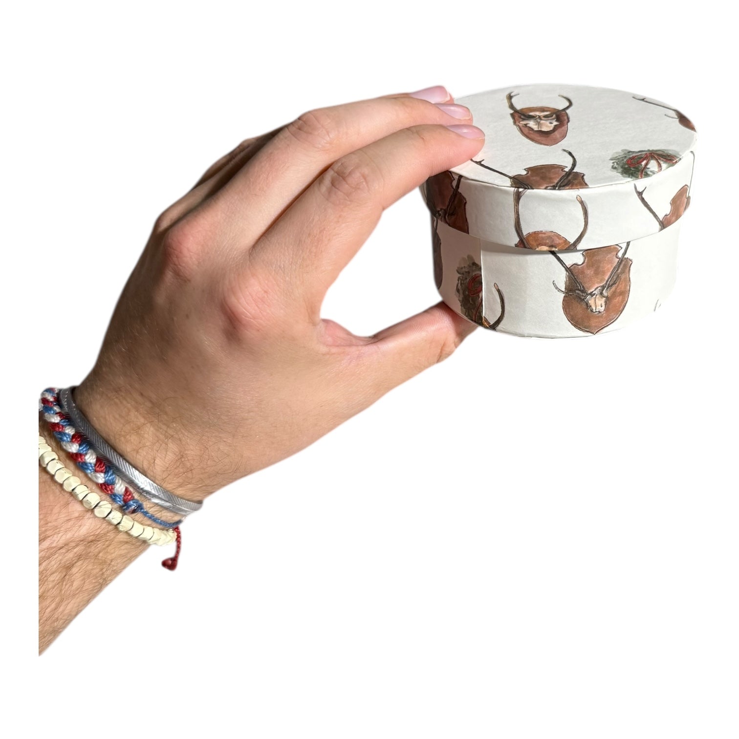 Round Handmade Recycled Paper Antler & Wreath Nesting Gift Boxes | 8 Sizes