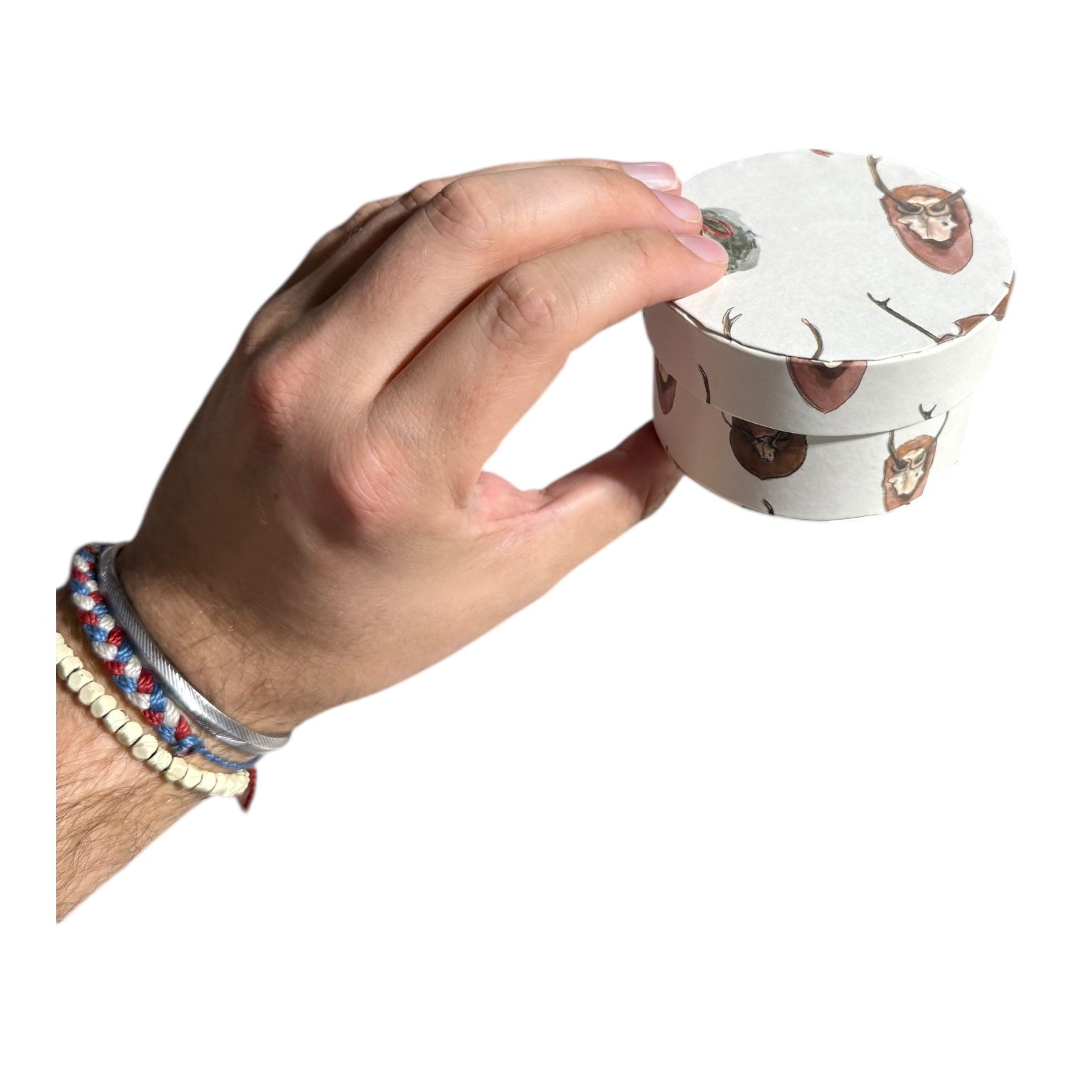 Round Handmade Recycled Paper Antler & Wreath Nesting Gift Boxes | 8 Sizes