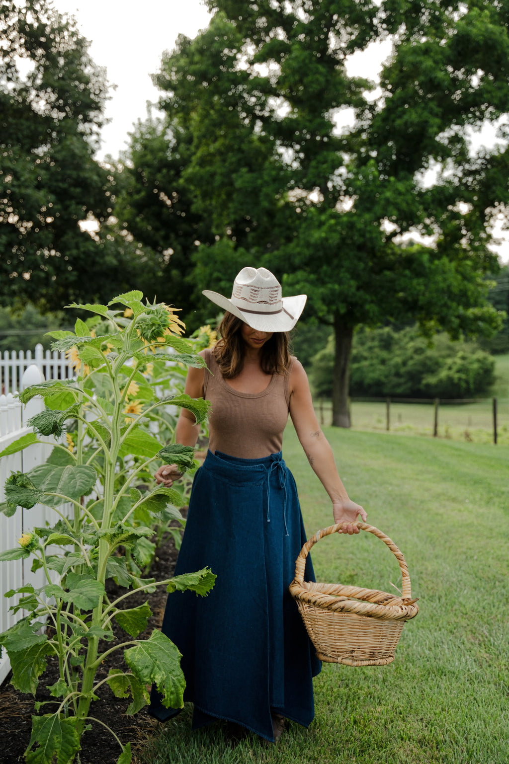 Denim Asymmetric Midi Skirt