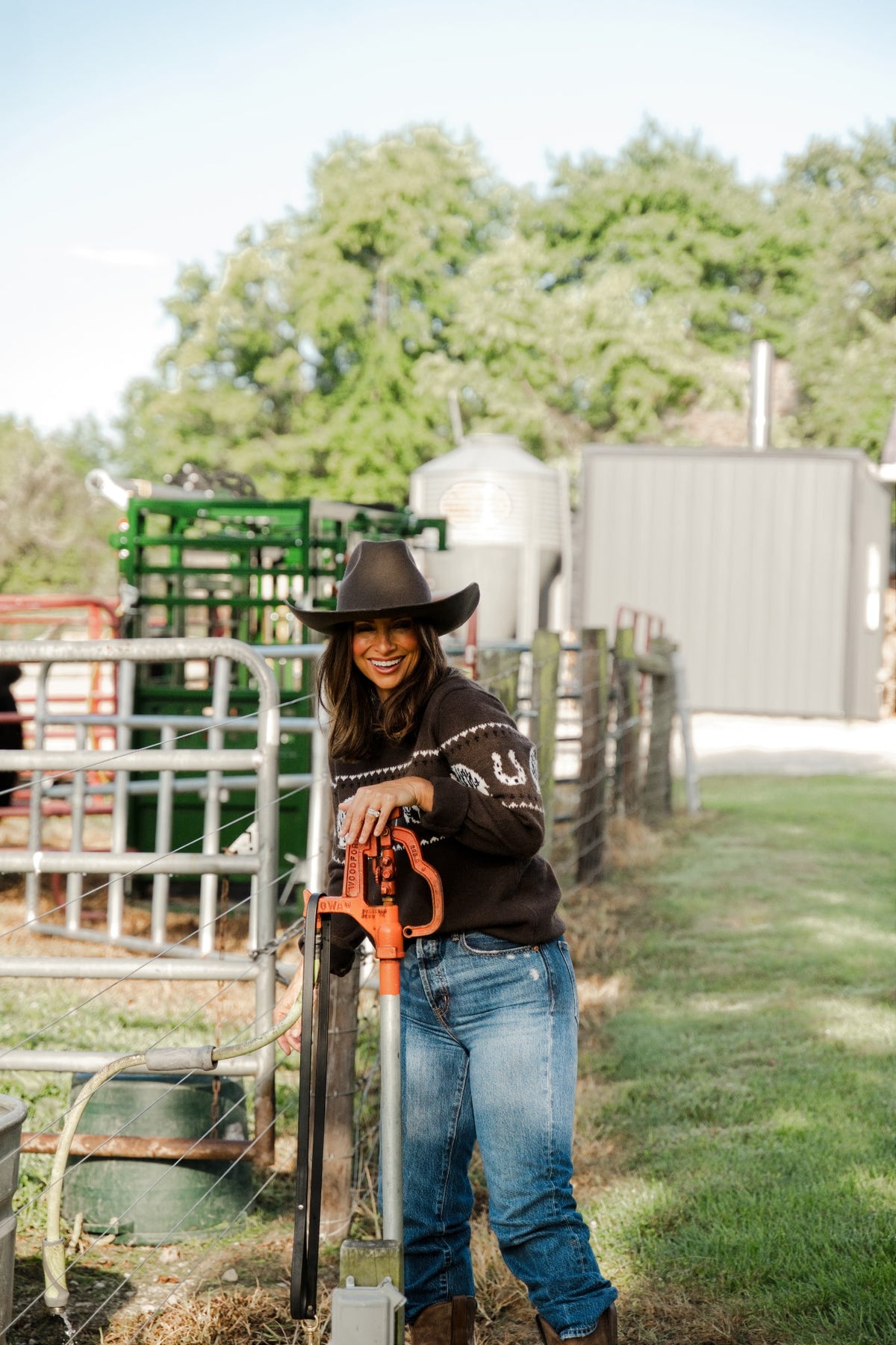 Horse Pattern Crew Neck Western Sweater
