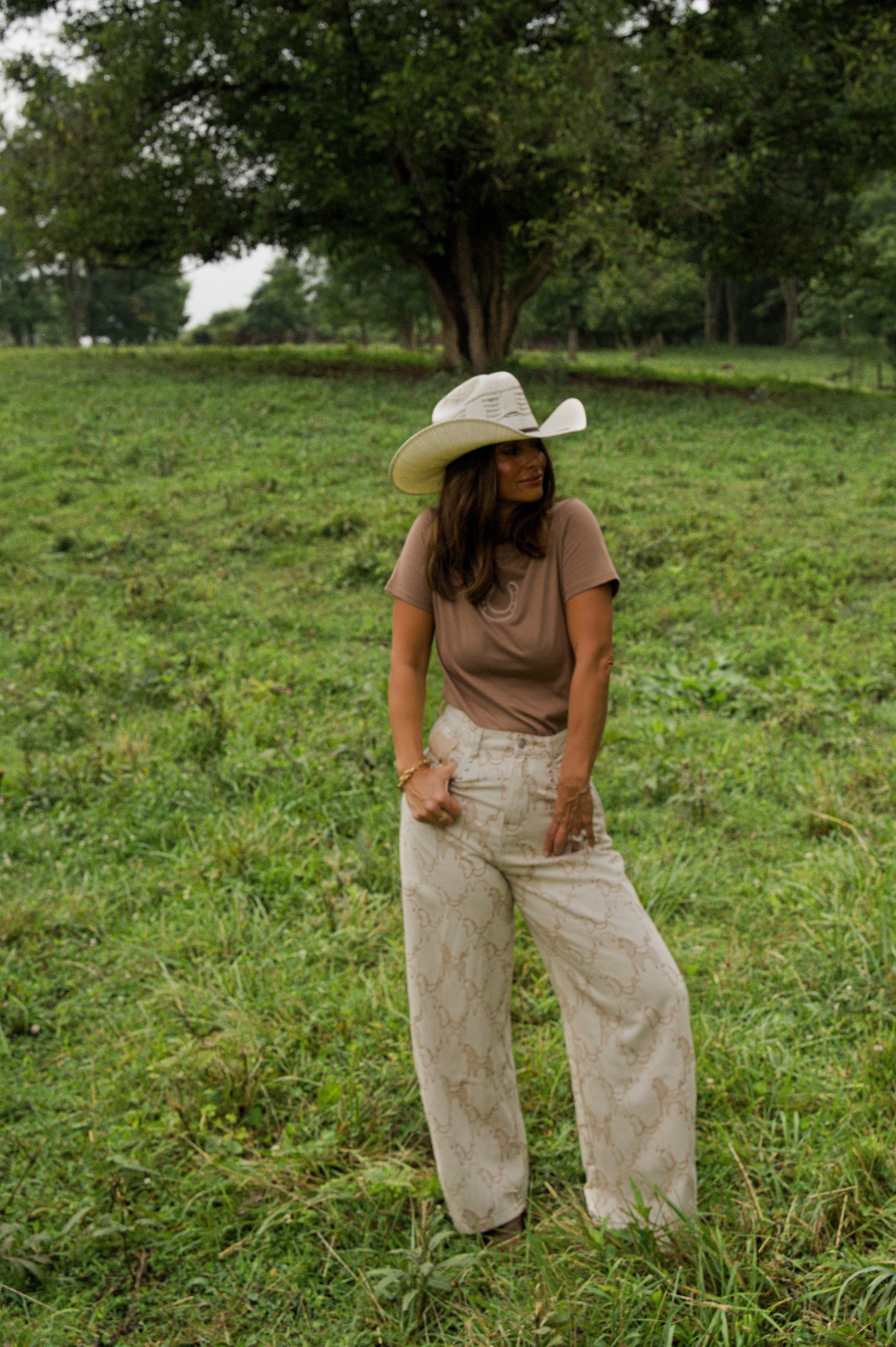 Horse Pattern Studded Baggy Pants