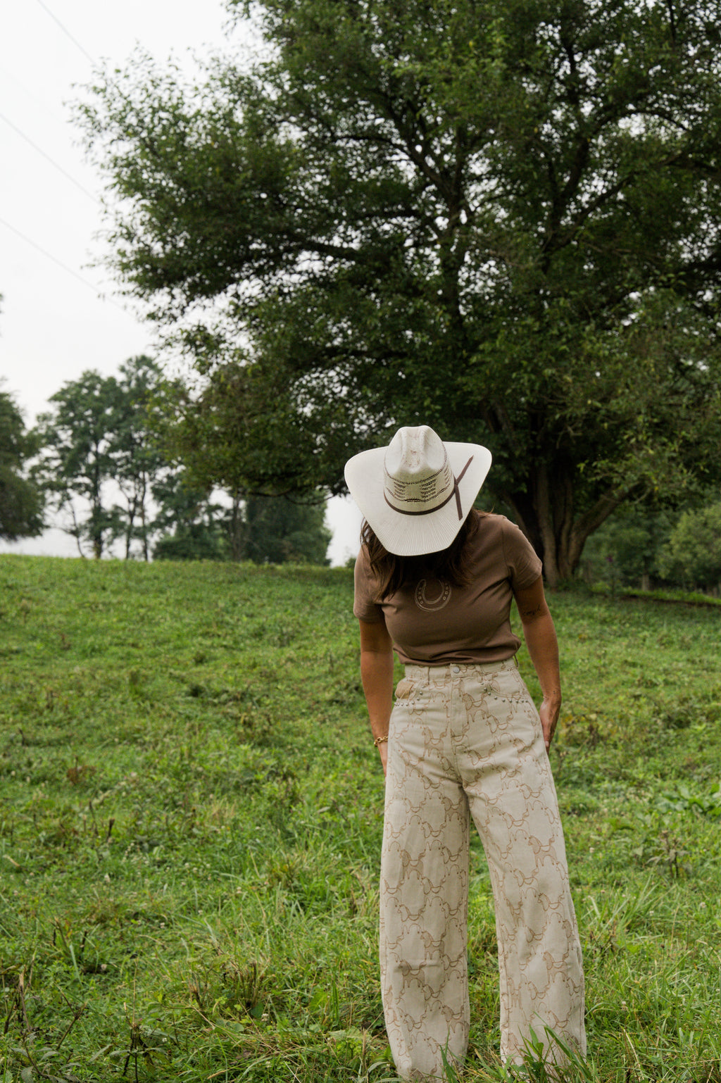 Horse Pattern Studded Baggy Pants