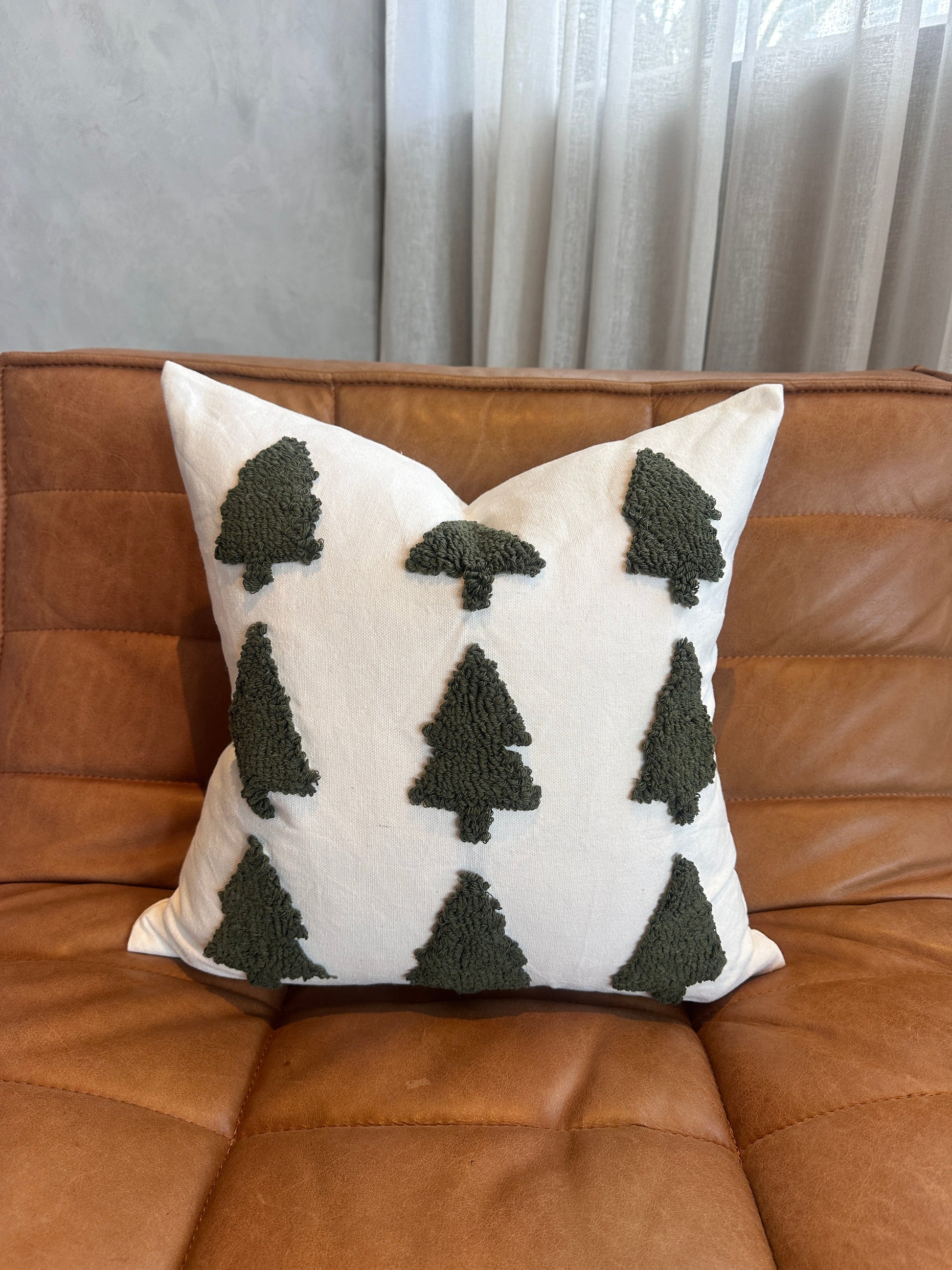 Tufted Christmas Tree Pillow Cover
