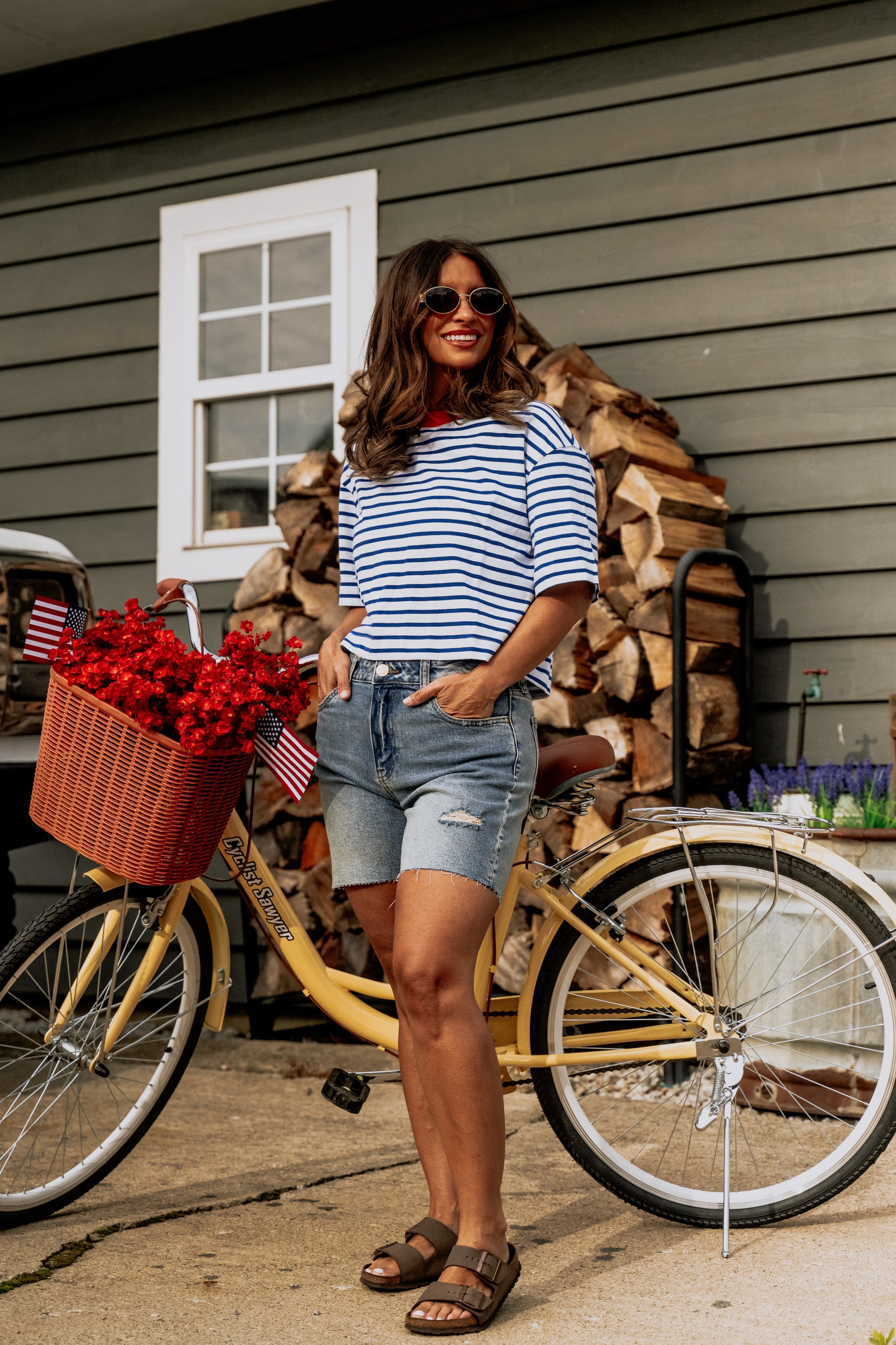 Mae Cropped Striped Tee