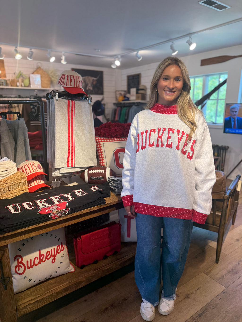 Polka Dot Buckeyes Mockneck Sweatshirt