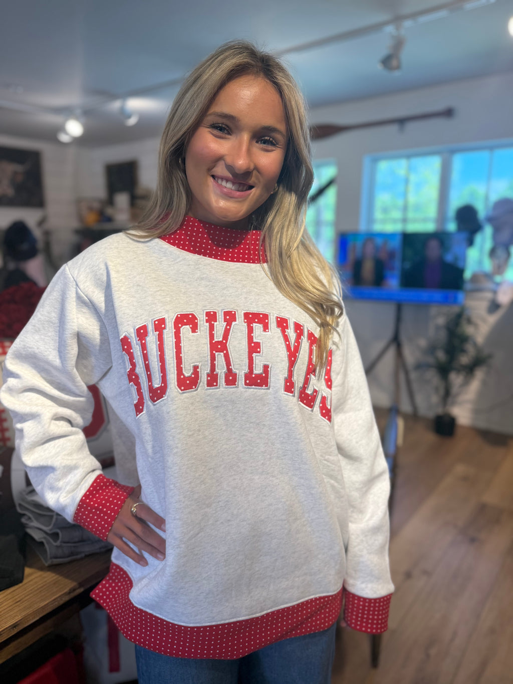 Polka Dot Buckeyes Mockneck Sweatshirt