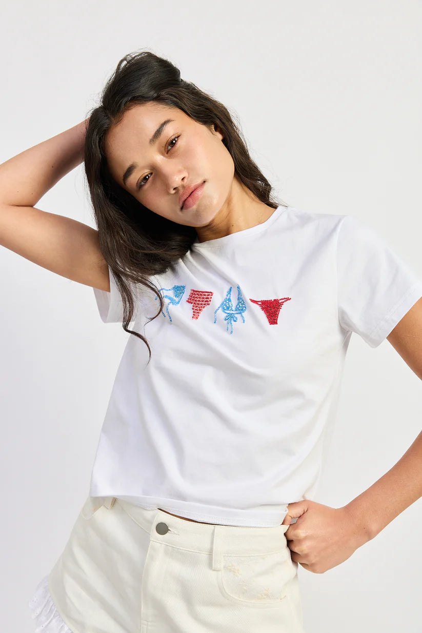 BEADED BIKINI ICON CREWNECK TSHIRT