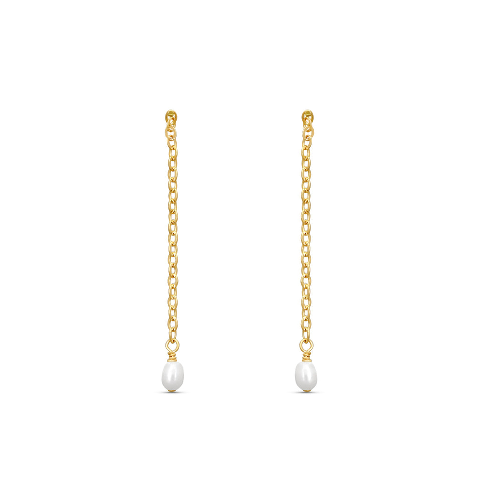 Iris Long Pearl Drop Earrings