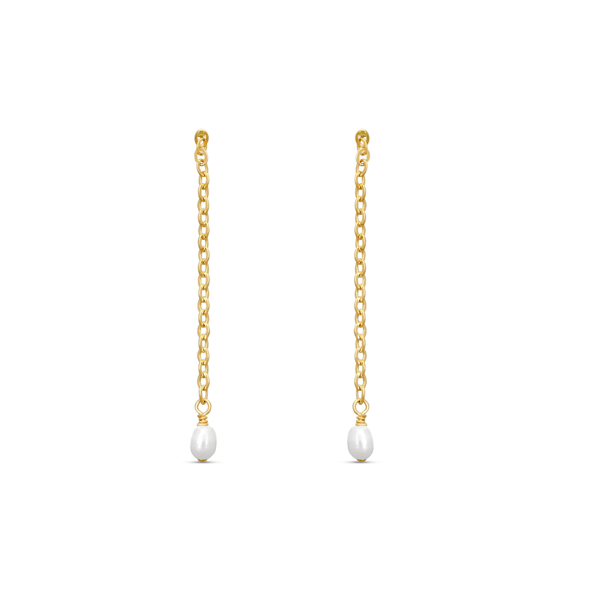 Iris Long Pearl Drop Earrings