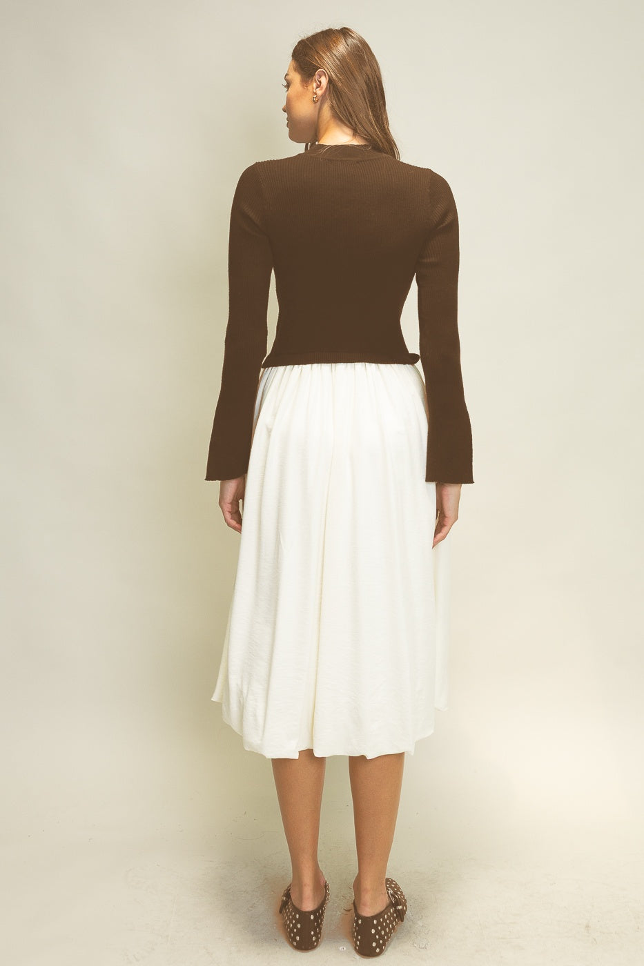 SWEATER DRESS WITH MIDI BUBBLE SKIRT