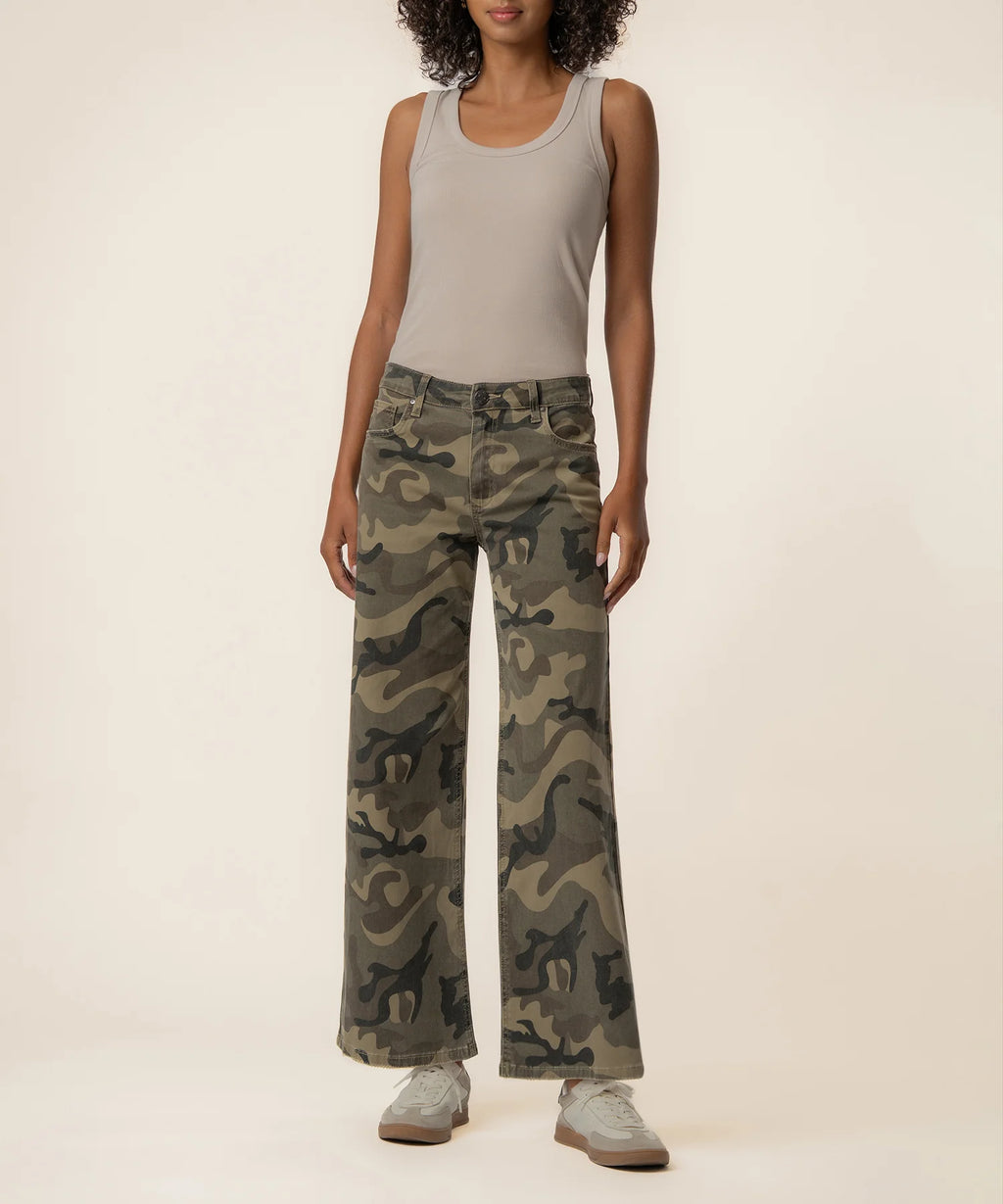 Meg - High Rise Wide Leg Camo Pants