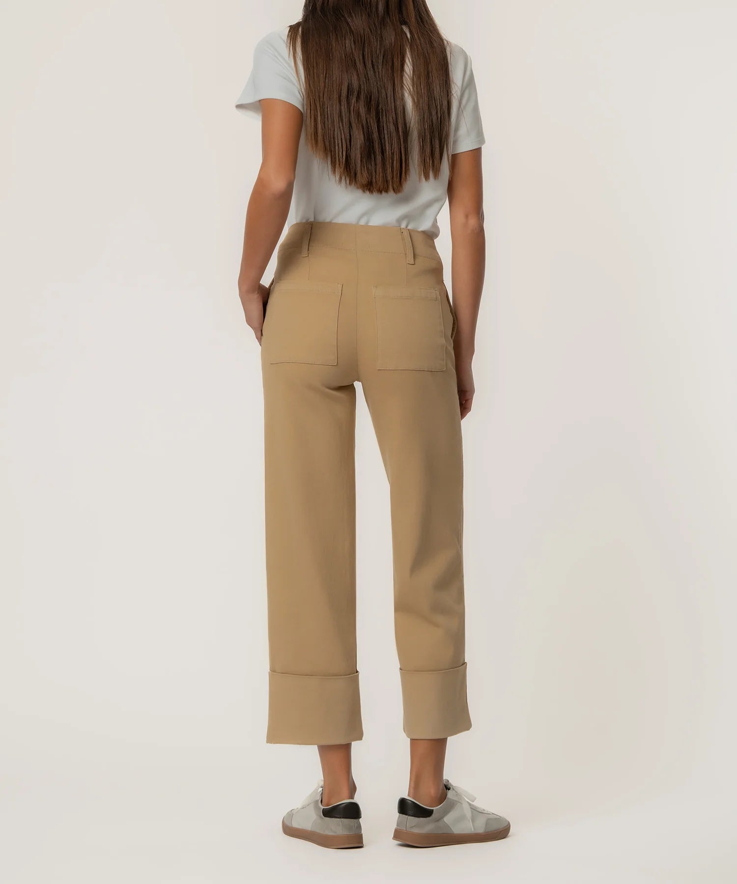 KUT - SIENNA HIGH RISE STRAIGHT LEG ROLL UP in KHAKI