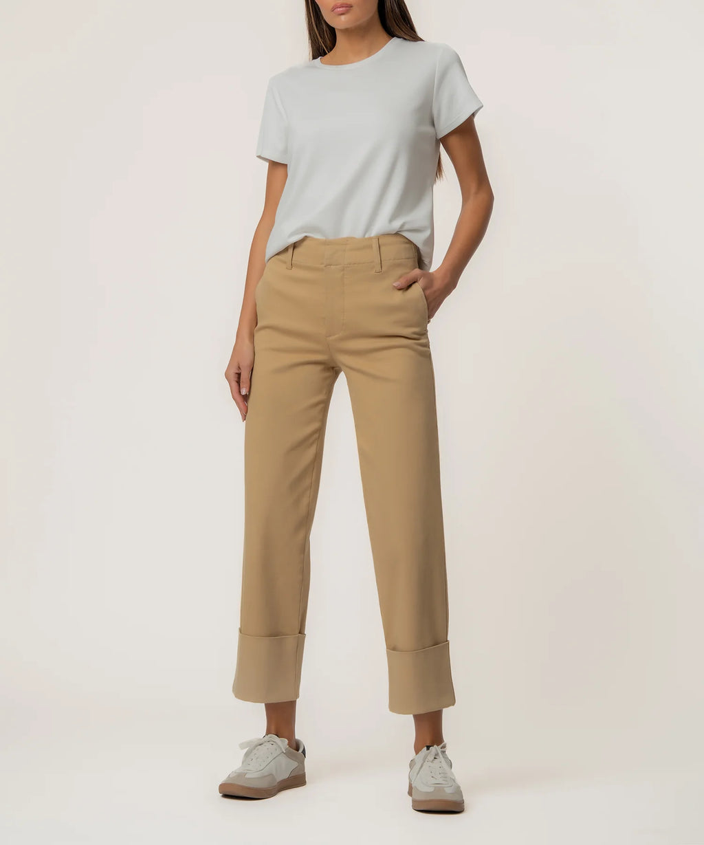 KUT - SIENNA HIGH RISE STRAIGHT LEG ROLL UP in KHAKI