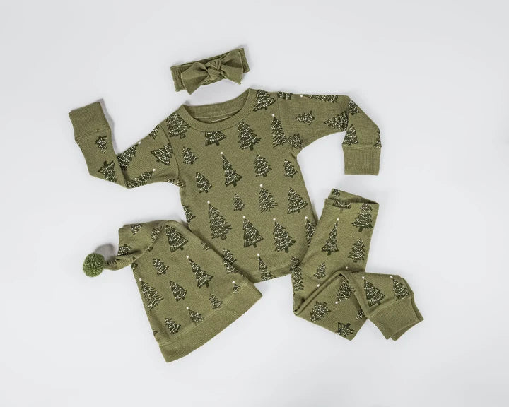 Baby Holiday Thermal Long-Sleeve PJ & Cap Set