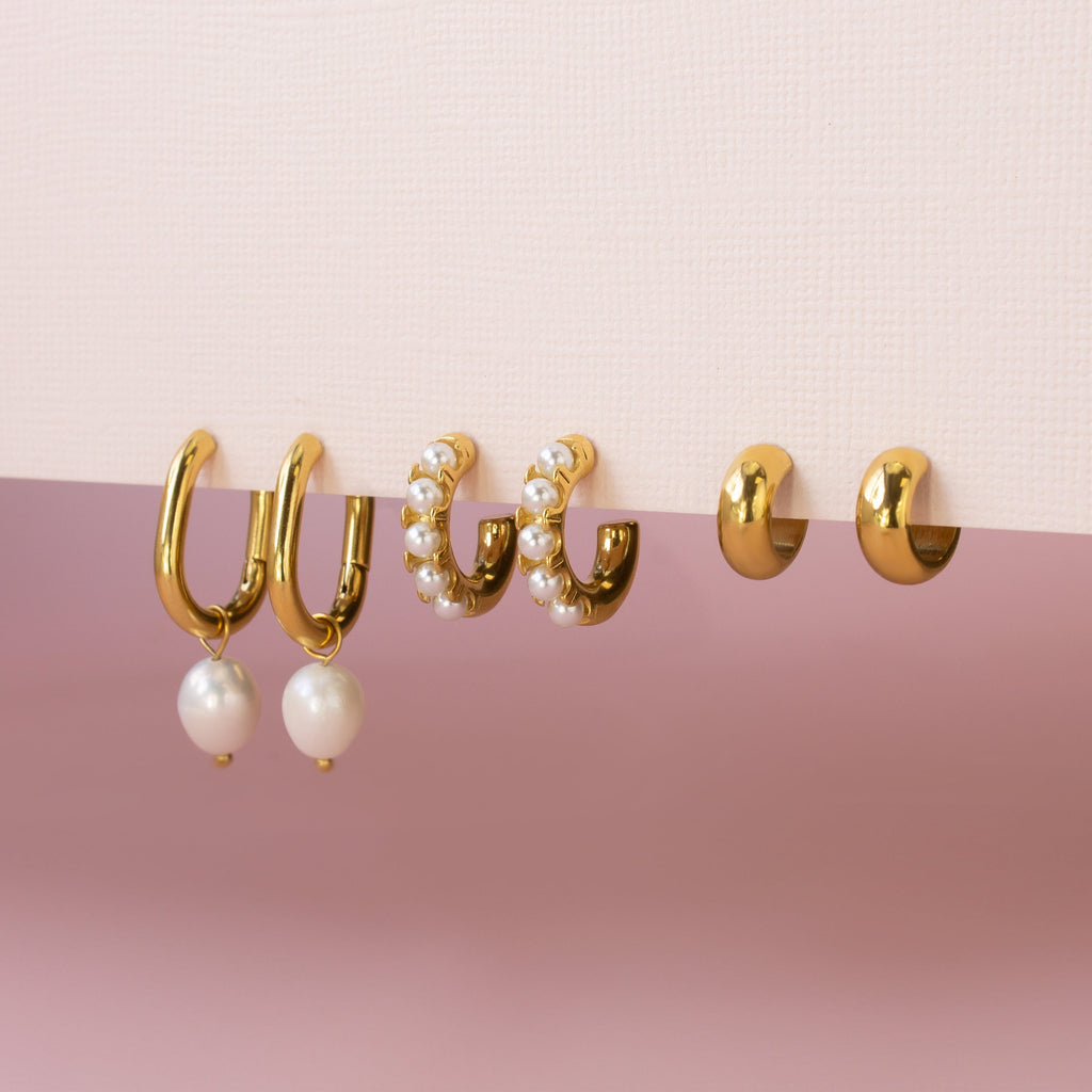 Gracie Pearl Hoop Earrings