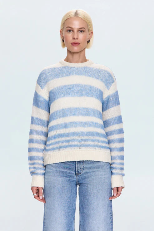 MOA STRIPED BUBBLE SWEATER- BLUE GRADIENT STRIPE