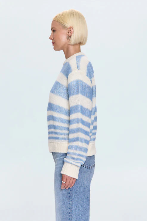 MOA STRIPED BUBBLE SWEATER- BLUE GRADIENT STRIPE