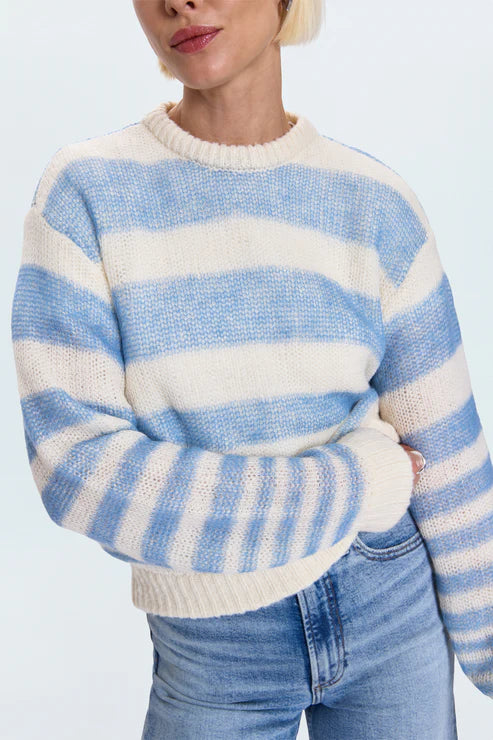 MOA STRIPED BUBBLE SWEATER- BLUE GRADIENT STRIPE