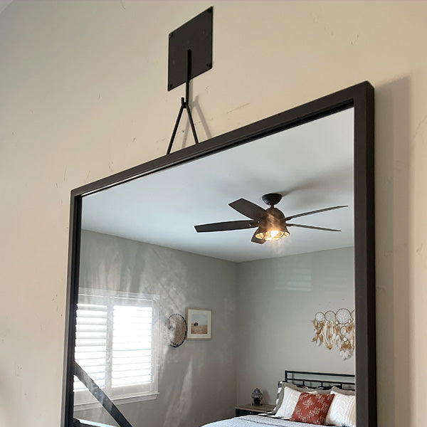 Architectural Black Iron Tripod Wall Mirror | Modern Statement Piece