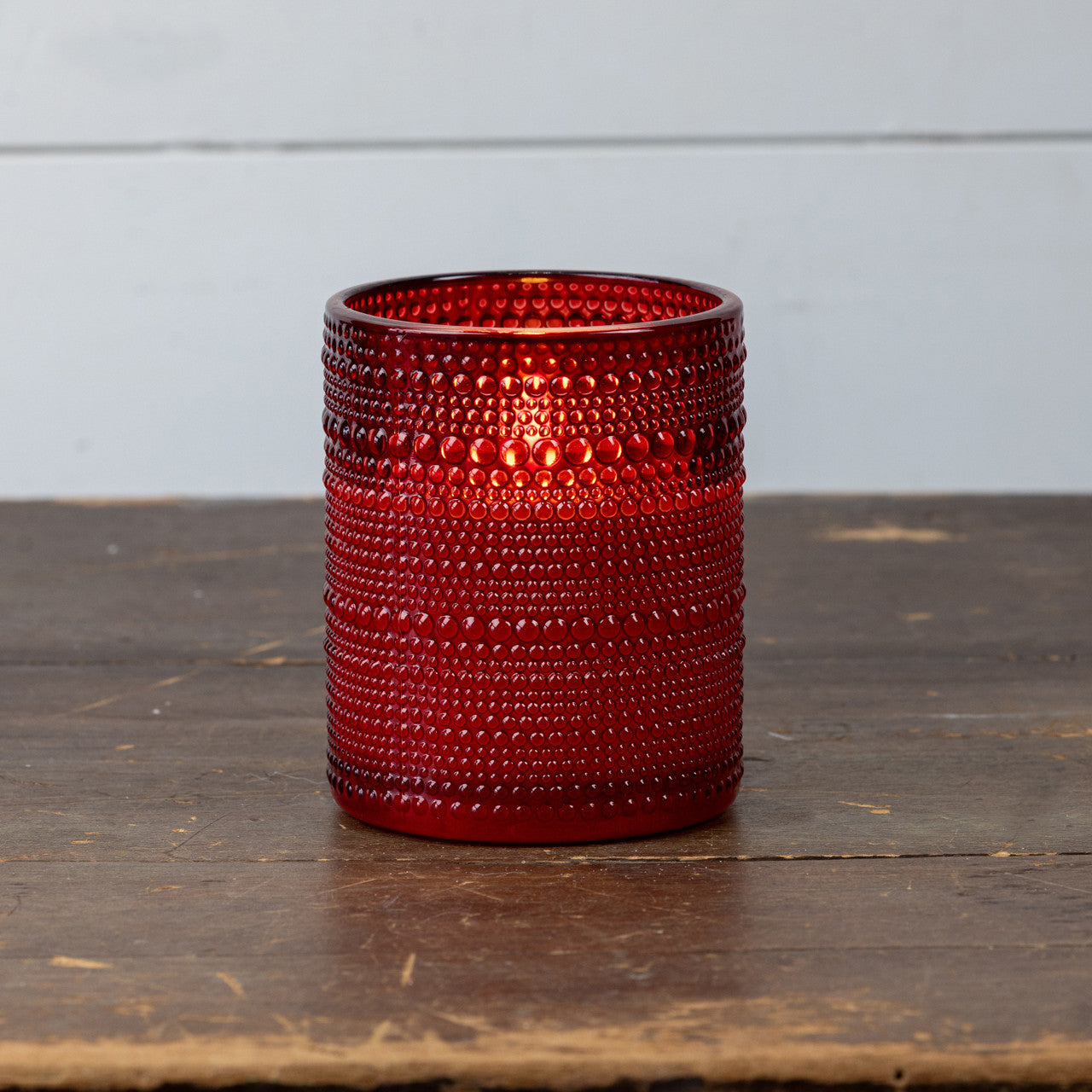 Red Dotted Glass 3D Flame Wax Candle | 2 Sizes