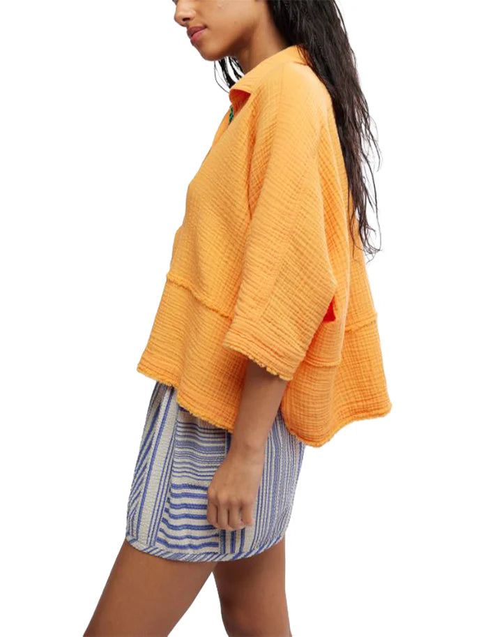 Happy Days Gauzy Button Up Top