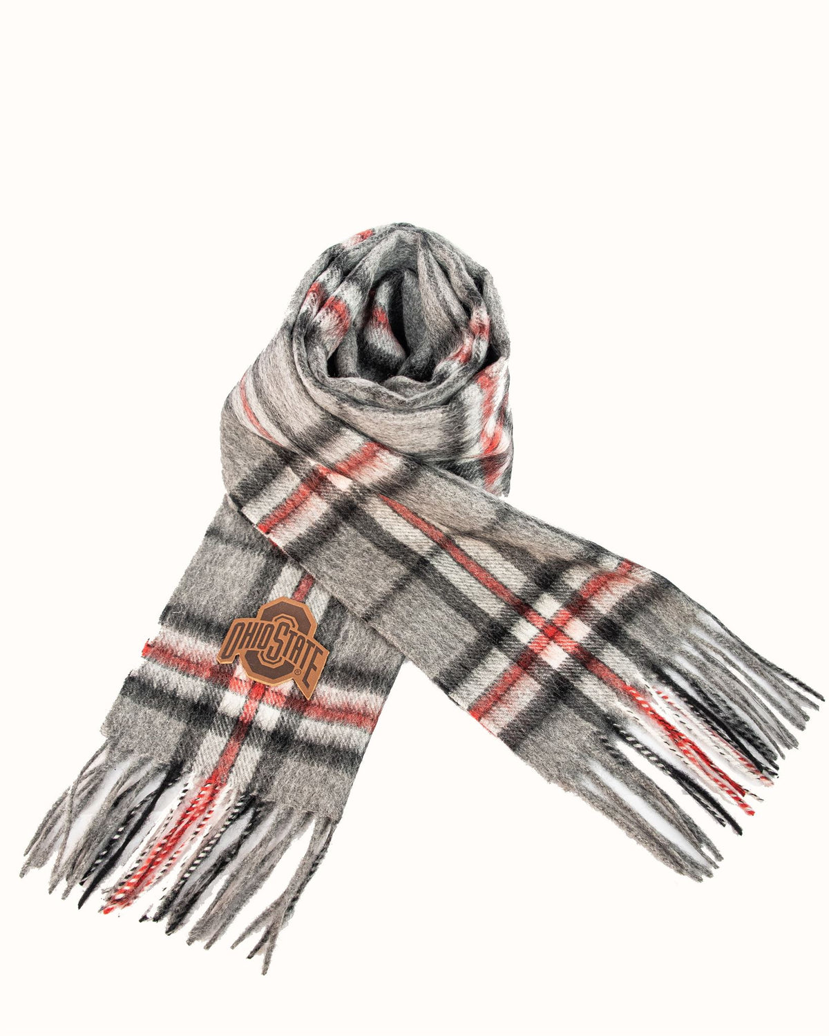 Ohio State University Scottish Wide Thomson Grey Lambswool Scarf