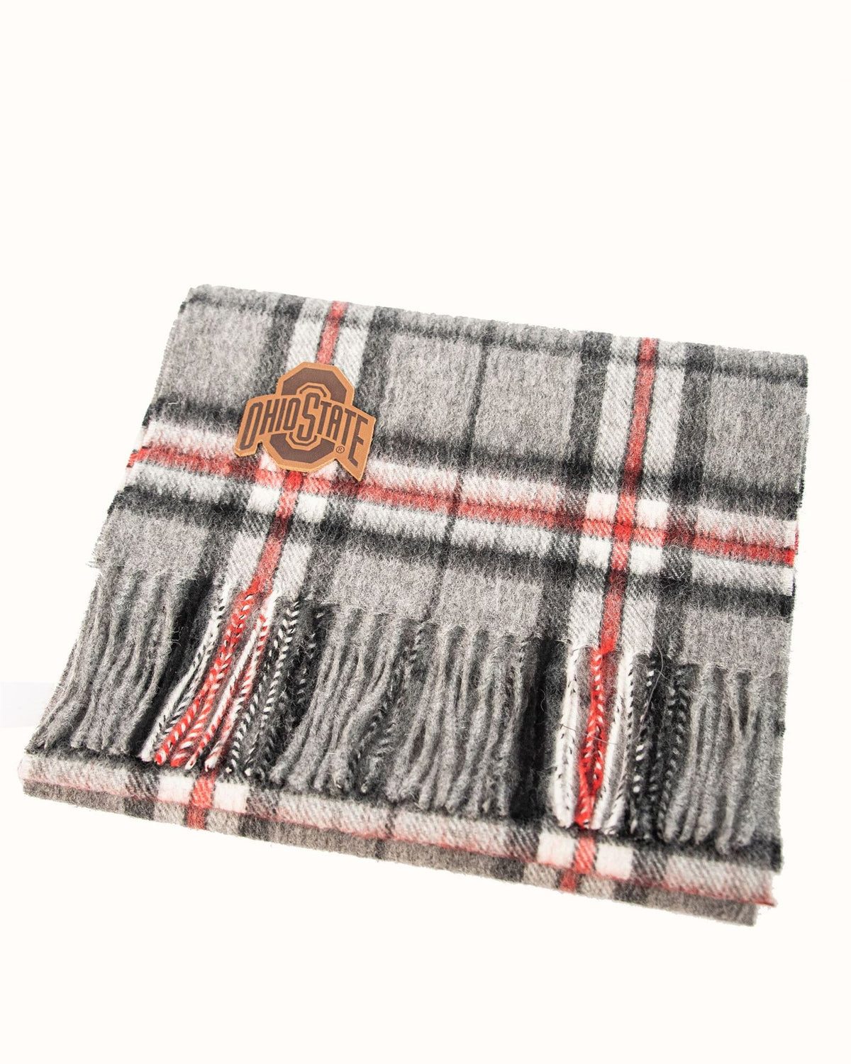 Ohio State University Scottish Wide Thomson Grey Lambswool Scarf