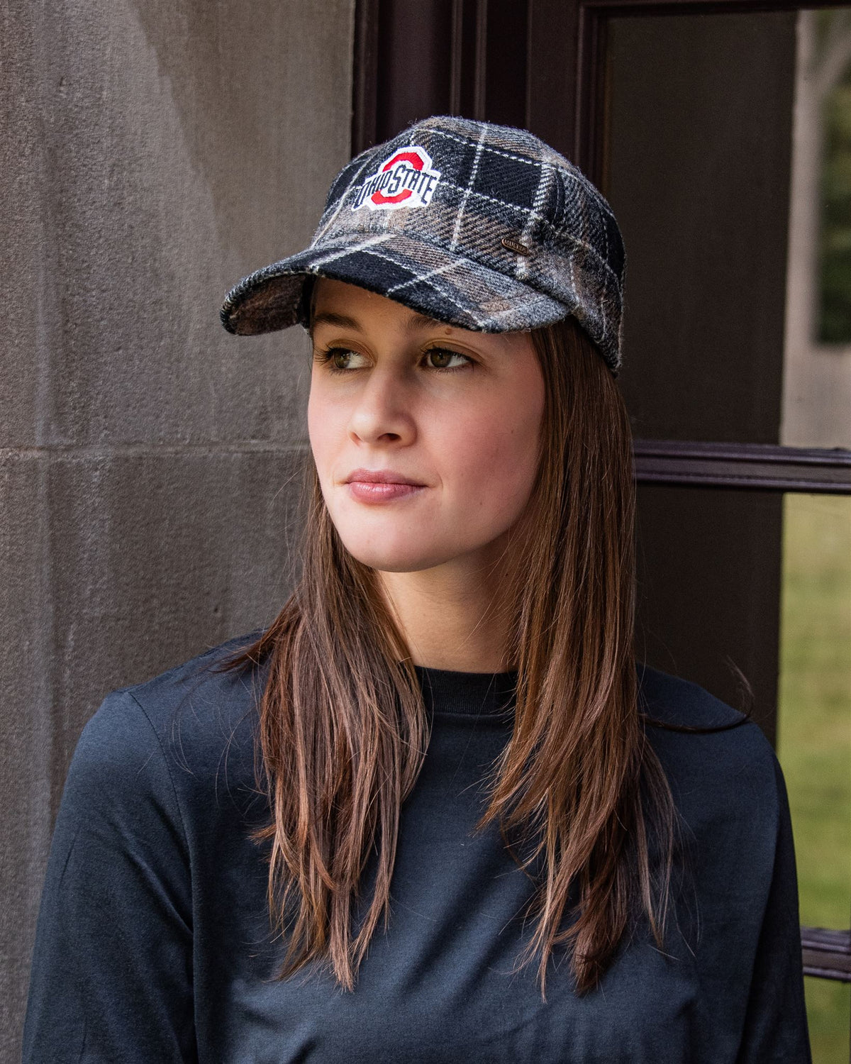 Ohio State University Grey Plaid Wool Baseball Cap