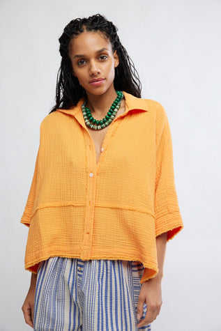 Happy Days Gauzy Button Up Top