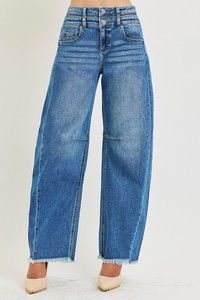 Slouchy Barrel Double Waistband Jeans