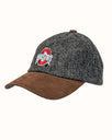 Ohio State University Grey Herringbone Wool Baseball Cap With Leather Bill