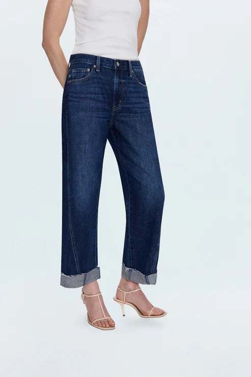 KACEY- MID RISE CUFFED STRAIGHT JEAN in CULTIVATE