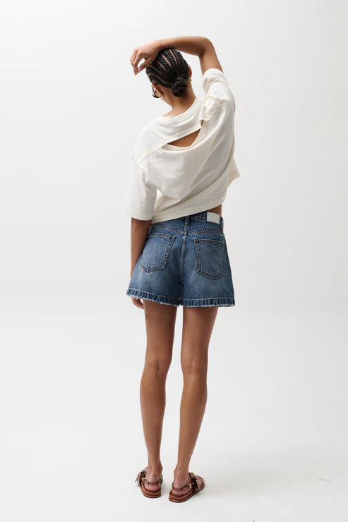 Saige High Rise A-line Denim Short