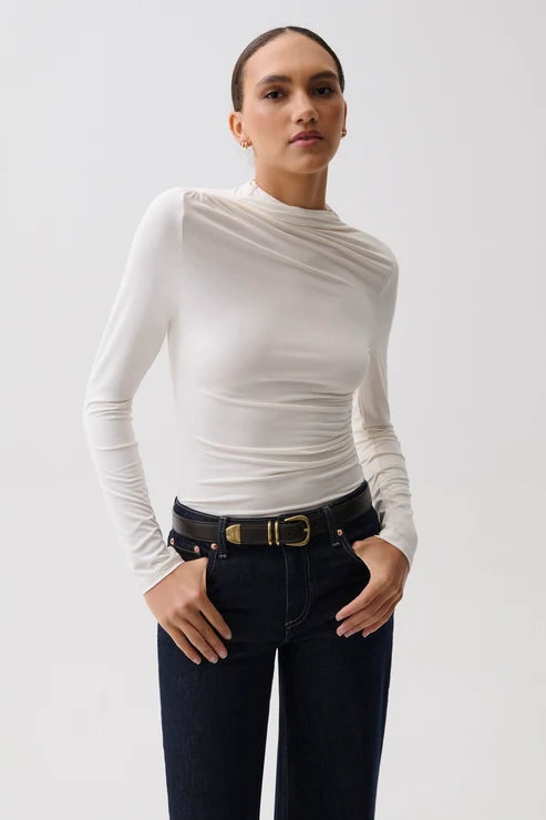 Pistola Nathalia Long Sleeve Draped Mock Neck