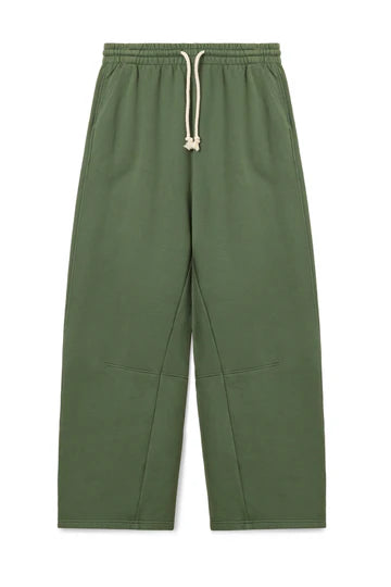 FALLON- structured fleece barrel pants in fern green