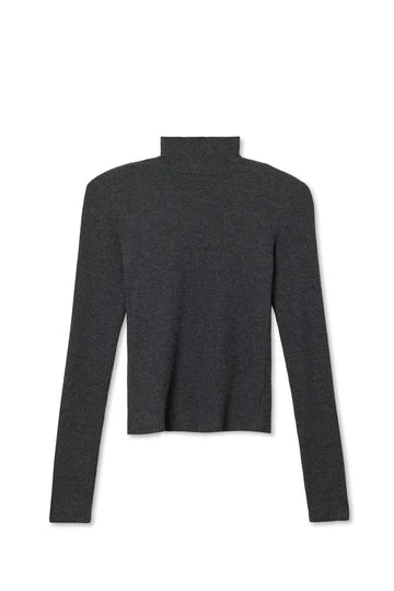 NOELLE - sweater rib turtle neck in CHARCOAL
