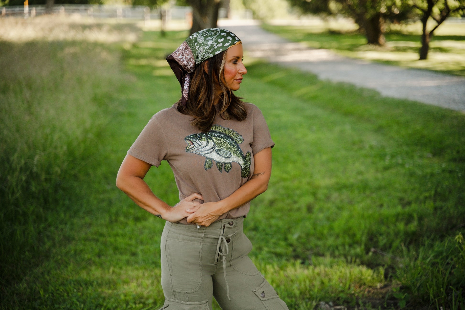 Faux Rhinestone Bass Fishing Tee