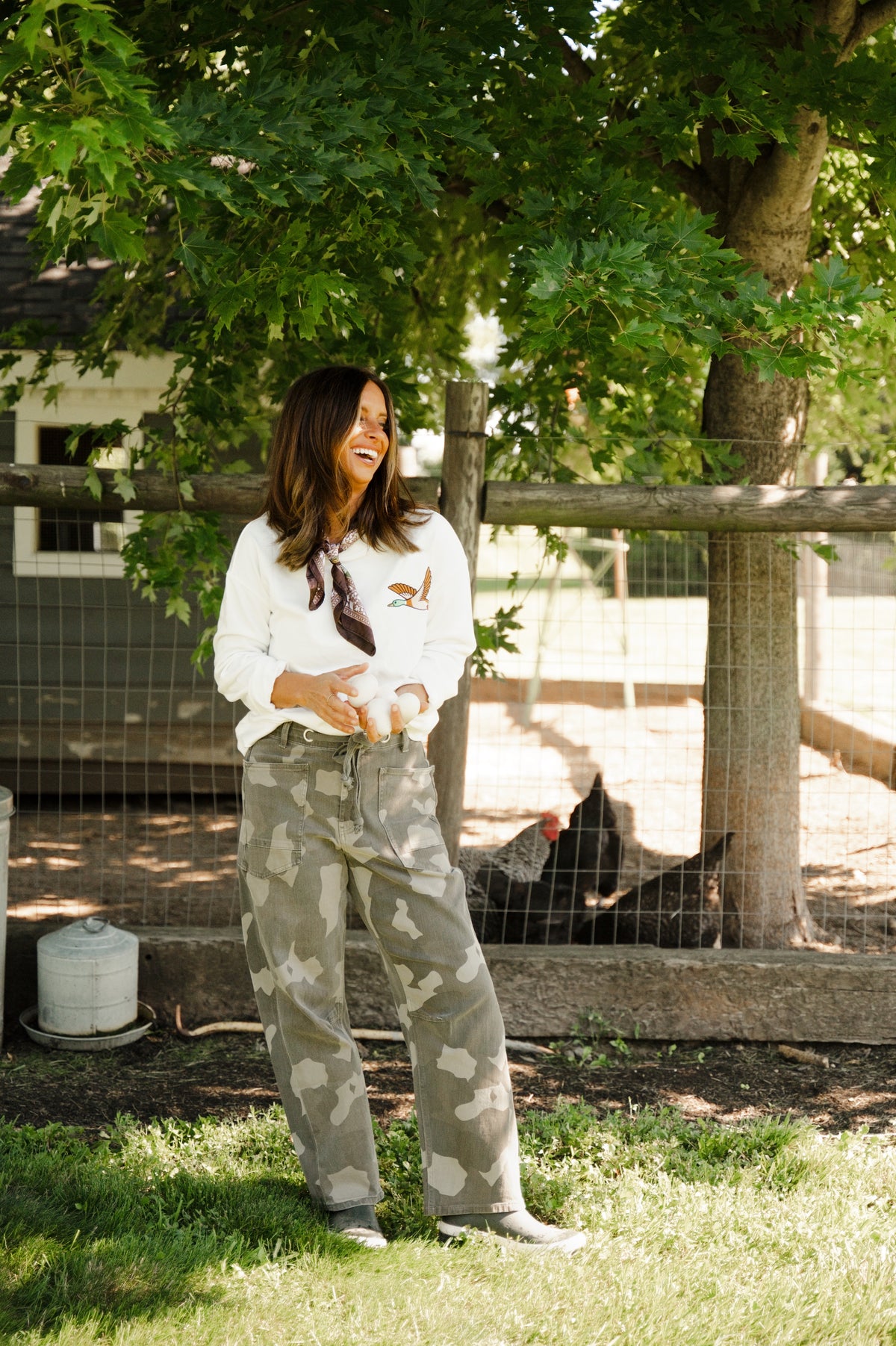 Camouflage Print Pants with Belt