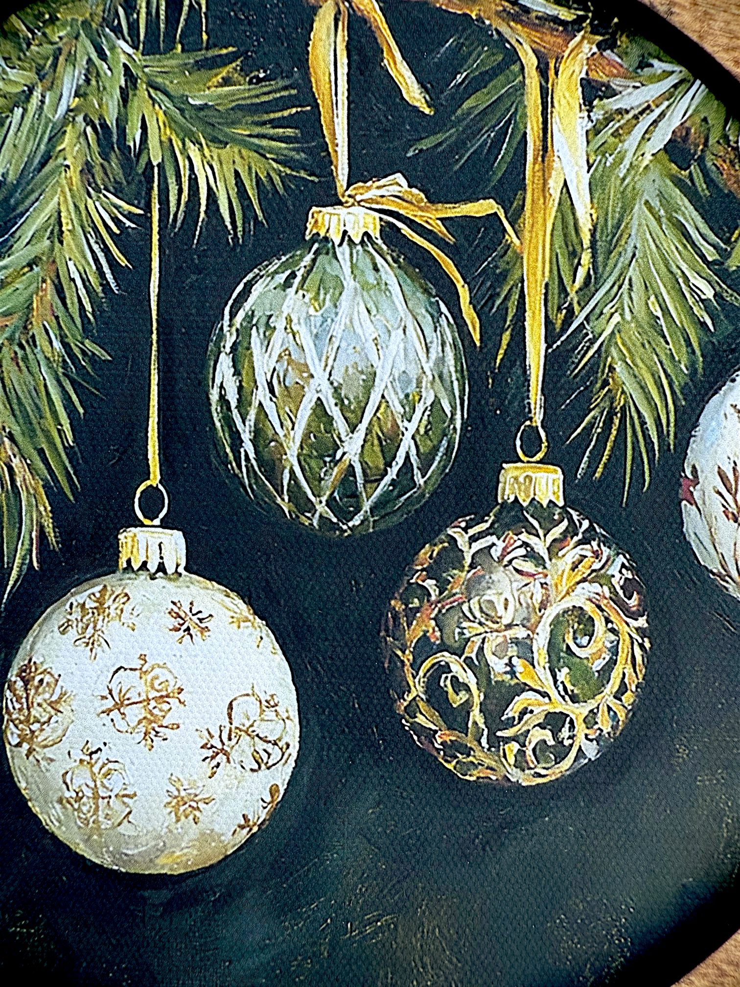 Christmas Ornament Round Framed Canvas Artwork