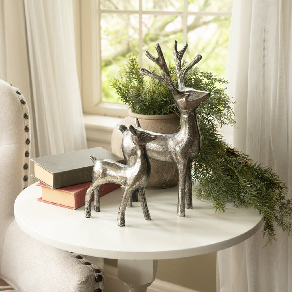 Pewter Aluminum Reindeer and Calf Figurines | 2 Styles