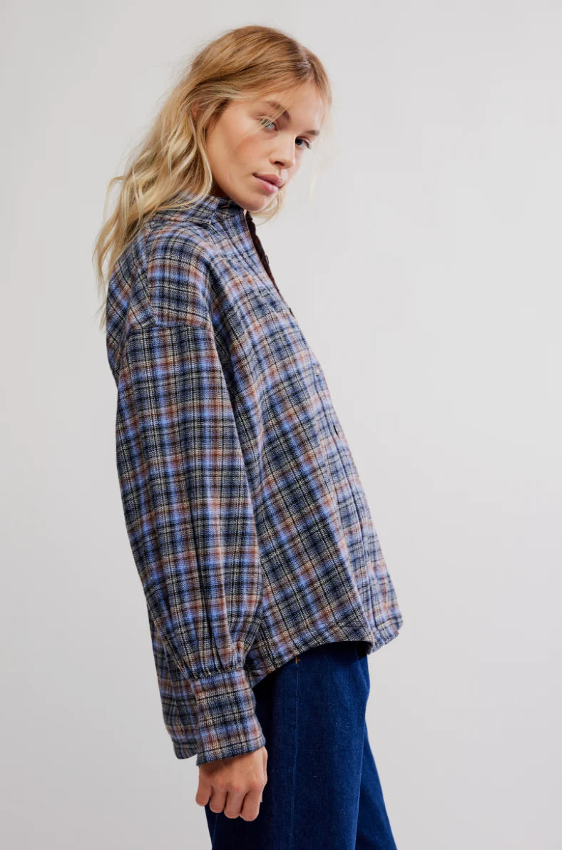 ASHLEY PLAID SHIRT in BLUE COMBO - KRISTA