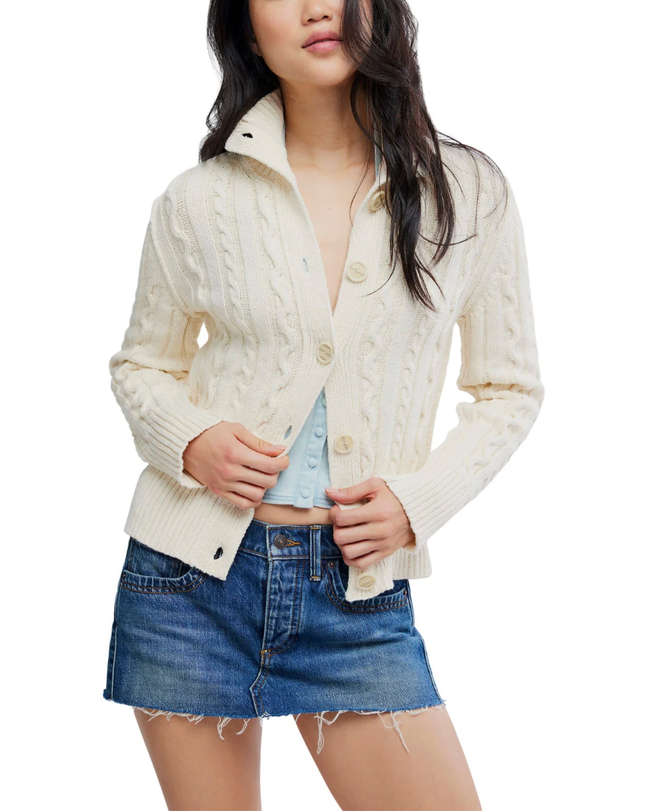 WTF CABLE COLLAR CARDIGAN