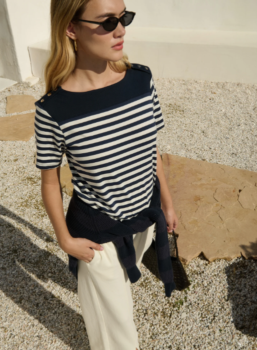 JOHNNIE TEE SEASCAPE STRIPE