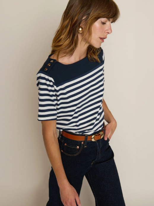 JOHNNIE TEE SEASCAPE STRIPE