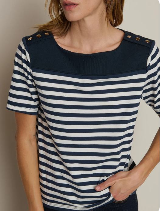 JOHNNIE TEE SEASCAPE STRIPE
