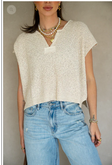 PATCH SLEEVELESS SWEATER- OATMEAL